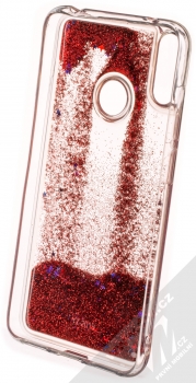 Sligo Liquid Glitter Full ochranný kryt s přesýpacím efektem třpytek pro Huawei Y7 (2019) červená (red) zepředu