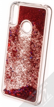 Sligo Liquid Glitter Full ochranný kryt s přesýpacím efektem třpytek pro Huawei Y7 (2019) červená (red) zezadu