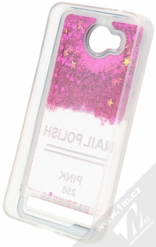 Sligo Liquid Glitter Nail ochranný kryt s přesýpacím efektem třpytek pro Huawei Y3 II růžová (pink) zepředu fáze 1