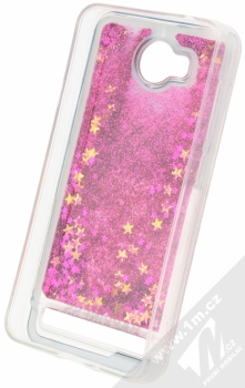Sligo Liquid Glitter Nail ochranný kryt s přesýpacím efektem třpytek pro Huawei Y3 II růžová (pink) zepředu fáze 3