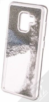 Sligo Liquid Pearl Full ochranný kryt s přesýpacím efektem třpytek pro Samsung Galaxy A8 (2018) stříbrná (silver) animace 1