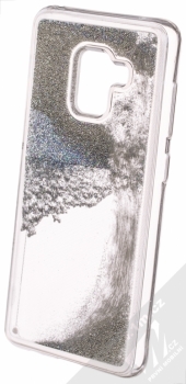 Sligo Liquid Pearl Full ochranný kryt s přesýpacím efektem třpytek pro Samsung Galaxy A8 (2018) stříbrná (silver) animace 2