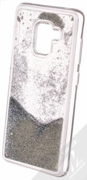 Sligo Liquid Pearl Full ochranný kryt s přesýpacím efektem třpytek pro Samsung Galaxy A8 (2018) stříbrná (silver) animace 5