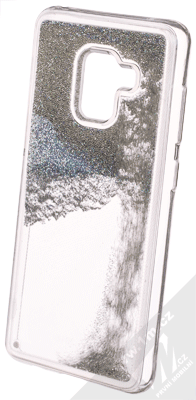 Sligo Liquid Pearl Full ochranný kryt s přesýpacím efektem třpytek pro Samsung Galaxy A8 (2018) stříbrná (silver)