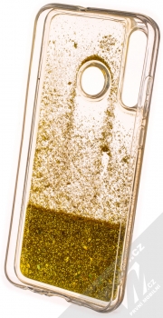 Sligo Liquid Sparkle Full ochranný kryt s přesýpacím efektem třpytek pro Huawei P Smart (2019) zlatá (gold) zepředu