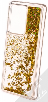 Sligo Liquid Sparkle Full ochranný kryt s přesýpacím efektem třpytek pro Samsung Galaxy S20 Ultra zlatá (gold) zezadu