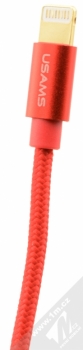 USAMS Cable with Leather Case opletený USB kabel s Apple Lightning konektorem červená (red) Lightning konektor