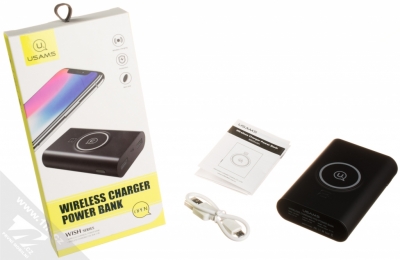USAMS Wish Wireless Charger Power Bank záložní zdroj s bezdrátovým nabíjením 8000mAh černá (black) balení