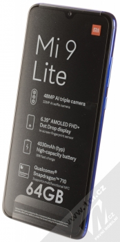 Xiaomi Mi 9 Lite 6GB/64GB modrá (aurora blue) šikmo zepředu