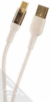 XO NB229T Clear opletený USB kabel s USB Type-C konektorem bílá (white)