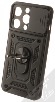 1Mcz Armor CamShield odolný ochranný kryt s držákem na prst pro Apple iPhone 14 Pro černá (black) otevřené držák