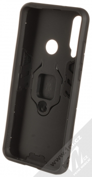 1Mcz Armor Ring odolný ochranný kryt s držákem na prst pro Huawei Y6p černá (black) zepředu