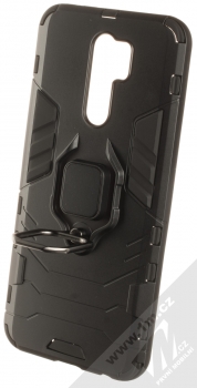 1Mcz Armor Ring odolný ochranný kryt s držákem na prst pro Xiaomi Redmi 9 černá (black) otevřené