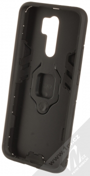 1Mcz Armor Ring odolný ochranný kryt s držákem na prst pro Xiaomi Redmi 9 černá (black) zepředu