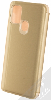 1Mcz Clear View flipové pouzdro pro Samsung Galaxy A21s zlatá (gold) zezadu