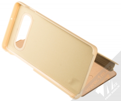 1Mcz Clear View flipové pouzdro pro Samsung Galaxy S10 Plus zlatá (gold) stojánek