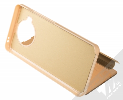 1Mcz Clear View flipové pouzdro pro Xiaomi Mi 10T Lite 5G zlatá (gold) stojánek