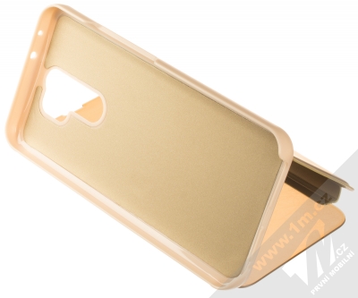 1Mcz Clear View flipové pouzdro pro Xiaomi Redmi 9 zlatá (gold) stojánek