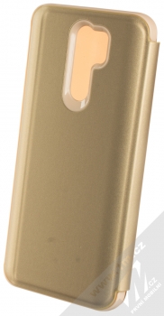 1Mcz Clear View flipové pouzdro pro Xiaomi Redmi 9 zlatá (gold) zezadu