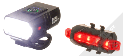 1Mcz DT-007 přední a zadní LED světlo na kolo a koloběžku černá (black)