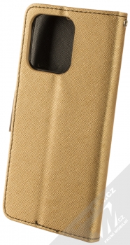 1Mcz Fancy Book flipové pouzdro pro Xiaomi Redmi 12C, Poco C55 zlatá černá (gold black) zezadu