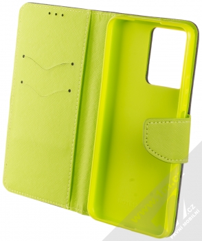1Mcz Fancy Book flipové pouzdro pro Xiaomi Redmi Note 12 4G modrá limetkově zelená (blue lime) otevřené