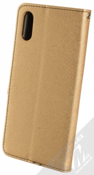 1Mcz Fancy Book flipové pouzdro pro Xiaomi Redmi 9A, Redmi 9AT zlatá černá (gold black) zezadu