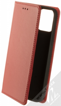 1Mcz Genuine Leather Book flipové pouzdro pro Apple iPhone 12, iPhone 12 Pro červená (red)