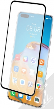 1Mcz Glass 5D Full Glue ochranné tvrzené sklo na kompletní displej pro Huawei P40 Pro černá (black) s telefonem