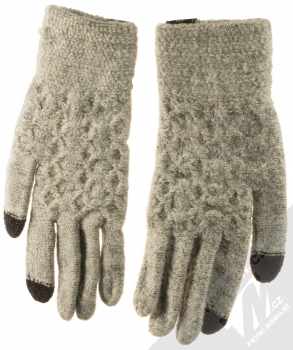 1Mcz Gloves Honeycomb pletené rukavice pro kapacitní dotykový displej světle šedá (stone grey) dlaň rukou