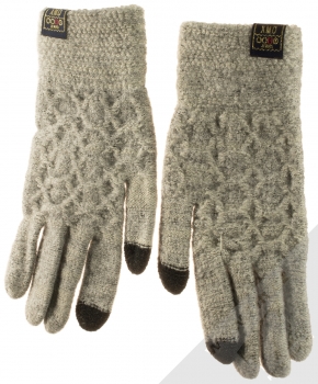 1Mcz Gloves Honeycomb pletené rukavice pro kapacitní dotykový displej světle šedá (stone grey) hřbet rukou