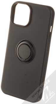 1Mcz Grip Ring ochranný kryt s držákem na prst pro Apple iPhone 14 černá (black)