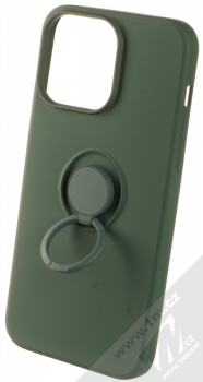 1Mcz Grip Ring ochranný kryt s držákem na prst pro Apple iPhone 14 Pro Max tmavě zelená (forest green) držák