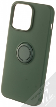 1Mcz Grip Ring ochranný kryt s držákem na prst pro Apple iPhone 14 Pro Max tmavě zelená (forest green)
