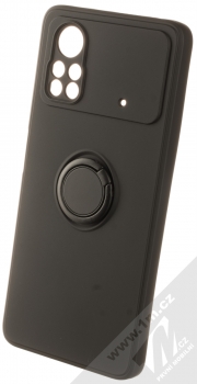 1Mcz Grip Ring Skinny ochranný kryt s držákem na prst pro Xiaomi Poco X4 Pro 5G černá (black)