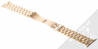 1Mcz Kovový řemínek pro Apple Watch 42mm, Watch 44mm, Watch 45mm, Watch Ultra 49mm červeně zlatá (blush gold) rozepnuté zezadu