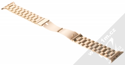 1Mcz Kovový řemínek pro Apple Watch 42mm, Watch 44mm, Watch 45mm, Watch Ultra 49mm červeně zlatá (blush gold) rozepnuté
