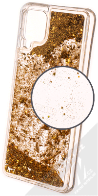 1Mcz Liquid Diamond Sparkle ochranný kryt s přesýpacím efektem třpytek pro Samsung Galaxy A12, Galaxy M12 zlatá (gold)