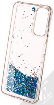 1Mcz Liquid Diamond Sparkle ochranný kryt s přesýpacím efektem třpytek pro Xiaomi Redmi Note 11 (Global version), Redmi Note 11S (Global version) tyrkysová (turquoise) zepředu