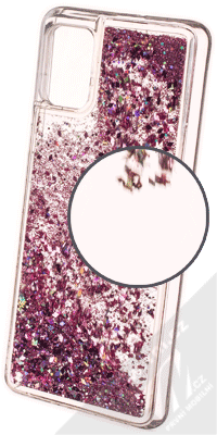 1Mcz Liquid Diamond Sparkle ochranný kryt s přesýpacím efektem třpytek pro Samsung Galaxy A51 růžově zlatá (rose gold)