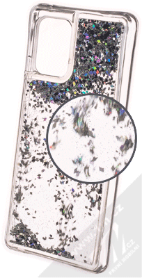 1Mcz Liquid Diamond Sparkle ochranný kryt s přesýpacím efektem třpytek pro Samsung Galaxy S10 Lite stříbrná (silver)