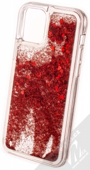 1Mcz Liquid Heart Sparkle ochranný kryt s přesýpacím efektem třpytek pro Apple iPhone 12, iPhone 12 Pro červená (red) zezadu