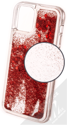 1Mcz Liquid Heart Sparkle ochranný kryt s přesýpacím efektem třpytek pro Apple iPhone 12, iPhone 12 Pro červená (red)