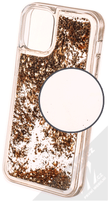 1Mcz Liquid Hexagon Sparkle ochranný kryt s přesýpacím efektem třpytek pro Apple iPhone 12 mini zlatá (gold)