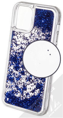 1Mcz Liquid Hexagon Sparkle ochranný kryt s přesýpacím efektem třpytek pro Apple iPhone 12, iPhone 12 Pro modrá (blue)