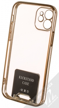 1Mcz Lux Kickstand ochranný kryt pro Apple iPhone 12 zlatá (gold) zepředu