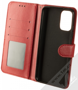 1Mcz Marten Strap Book flipové pouzdro pro Xiaomi Redmi Note 10 5G, Poco M3 Pro červená (red) otevřené