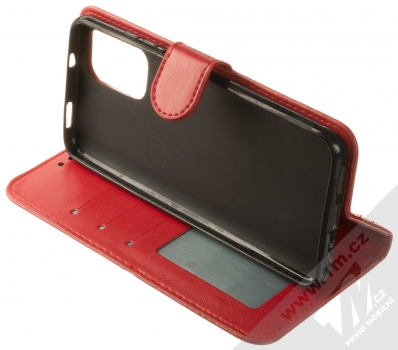 1Mcz Marten Strap Book flipové pouzdro pro Xiaomi Redmi Note 10 5G, Poco M3 Pro červená (red) stojánek
