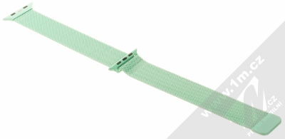 1Mcz Milanese magnetický řemínek z leštěného kovu pro Apple Watch 42mm, Watch 44mm, Watch 45mm mátově zelená (mint green) rozepnuté