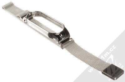 1Mcz Milanese Wristband magnetický pásek z leštěného kovu na zápěstí pro Xiaomi Mi Band 5 stříbrná (silver) rozepnuté